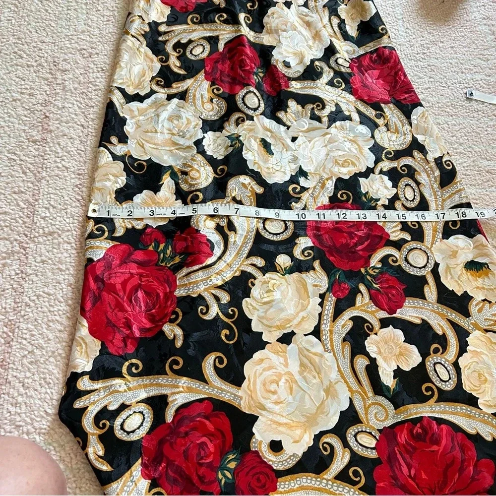 Vintage LA Intimates Rose Satin Slip Nightgown Dark Floral Size Small Old Money - Picture 9 of 14
